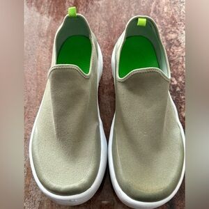 Oofos Sage Green Slip-On Canvas Sneakers